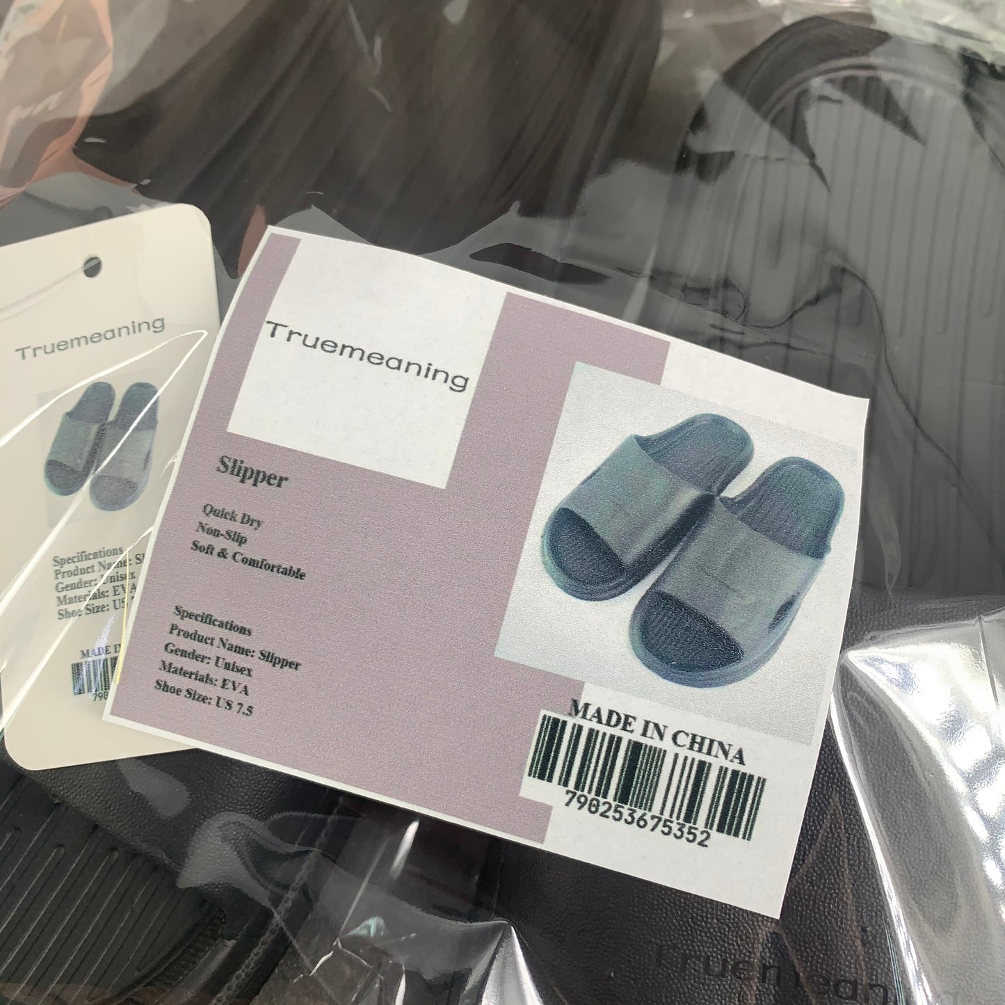 Truemeaning Black Household Soft Sole Slippers Bathroom Non-slip Slippers