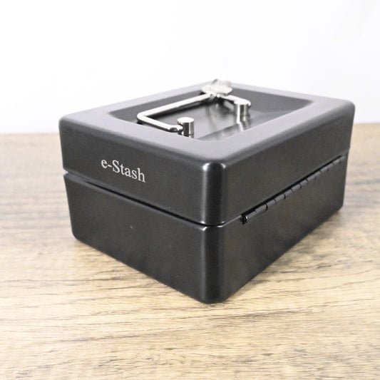 e-Stash Black Metal Strong Boxes with Lock Small Safe for Home and Office