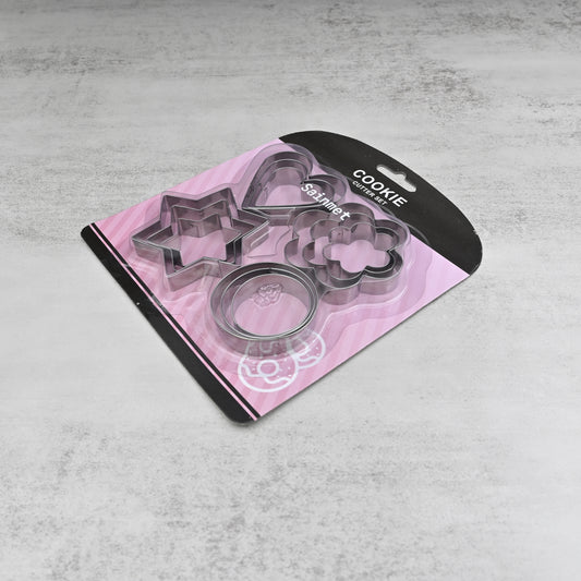 Sainmet 12 Pieces DIY Stainless Steel Cookery Mould Four Shapes Three Sizes Hearts Circles Flowers Stars