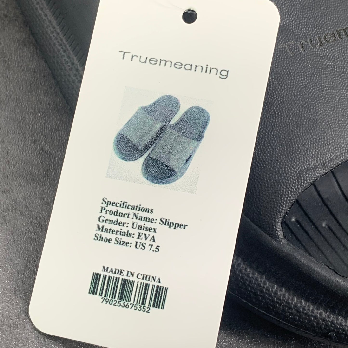 Truemeaning Black Household Soft Sole Slippers Bathroom Non-slip Slippers