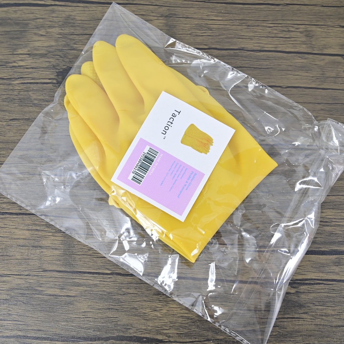 Taction 1 Pair Everyday Protection Reuseable Rubber Cleaning Gloves Household Gloves in Yellow