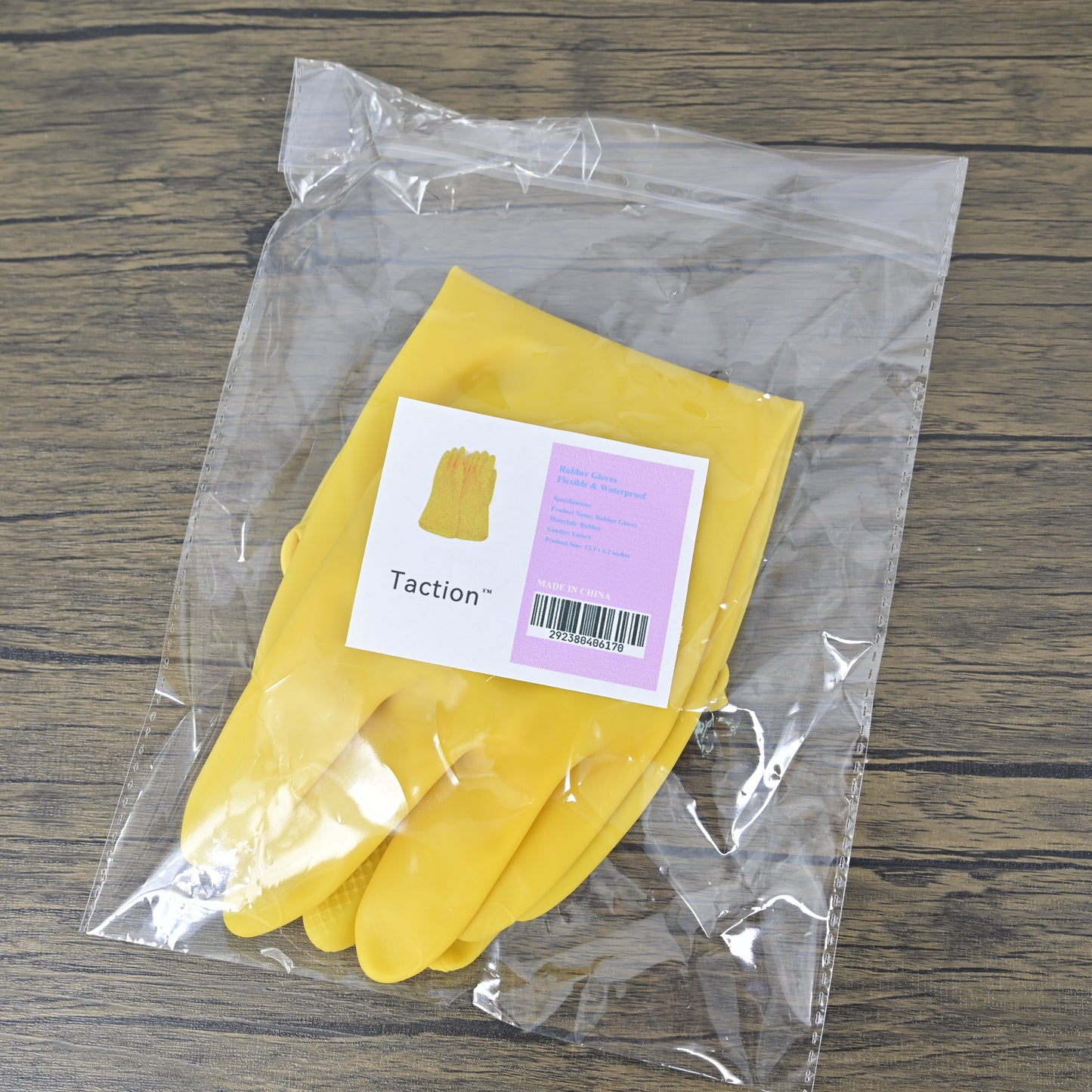 Taction 1 Pair Everyday Protection Reuseable Rubber Cleaning Gloves Household Gloves in Yellow