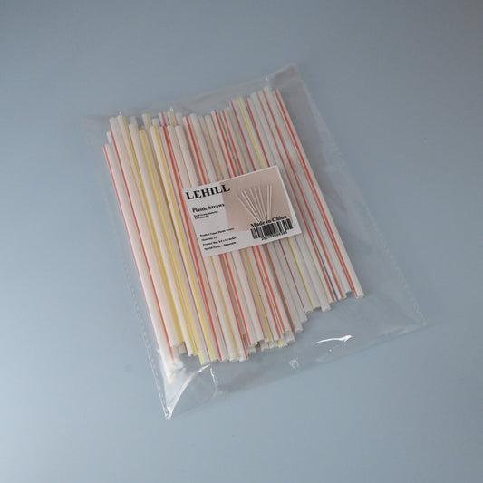 LEHILL Flexiable Disposable Plastic Striped Drinking Straws in Red and Yellow