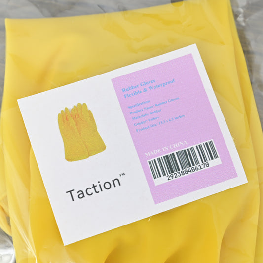 Taction 1 Pair Everyday Protection Reuseable Rubber Cleaning Gloves Household Gloves in Yellow