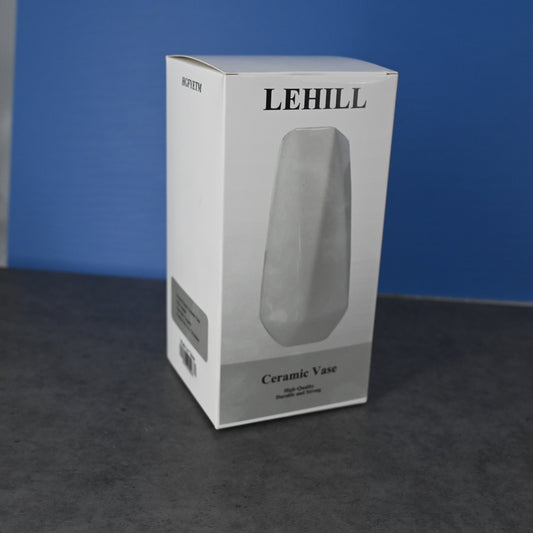 LEHILL White Ceramic Vase, Simple Design Vase, Suitable for Bedroom Living Room Dining Table Decoration