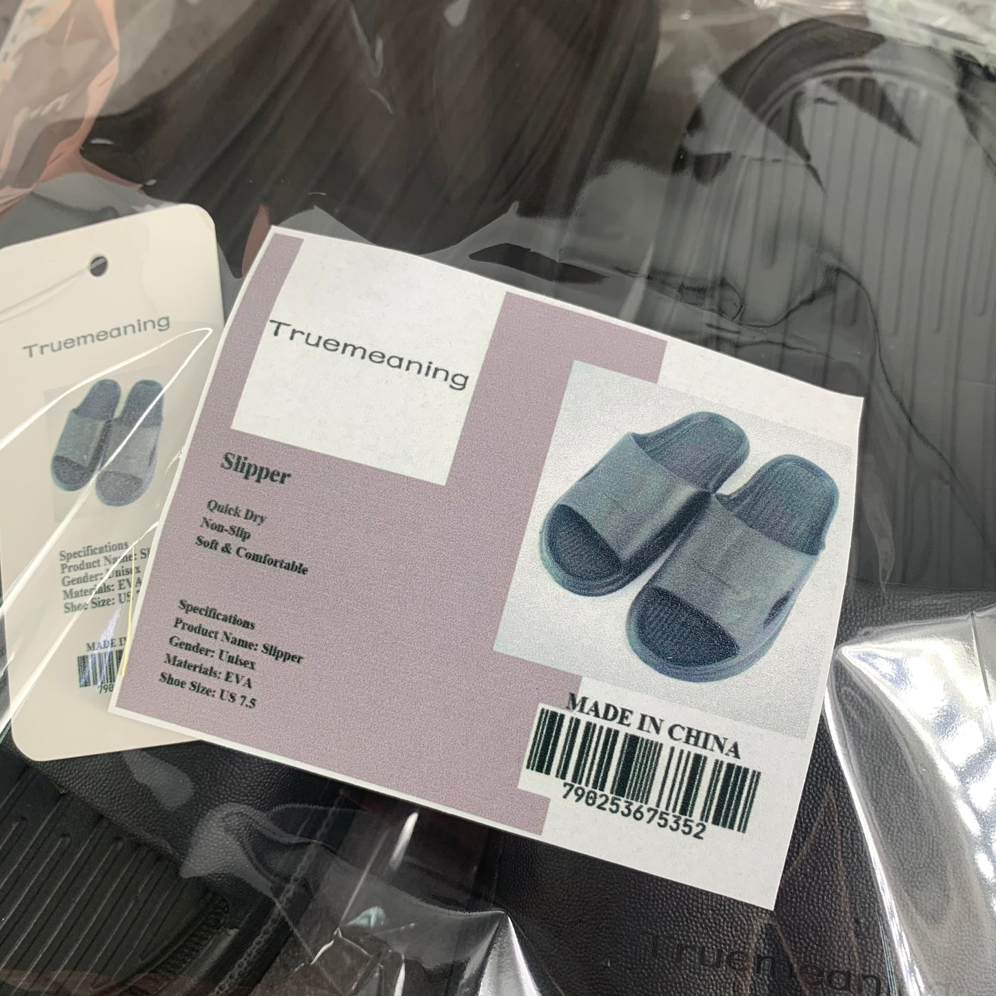 Truemeaning Black Household Soft Sole Slippers Bathroom Non-slip Slippers
