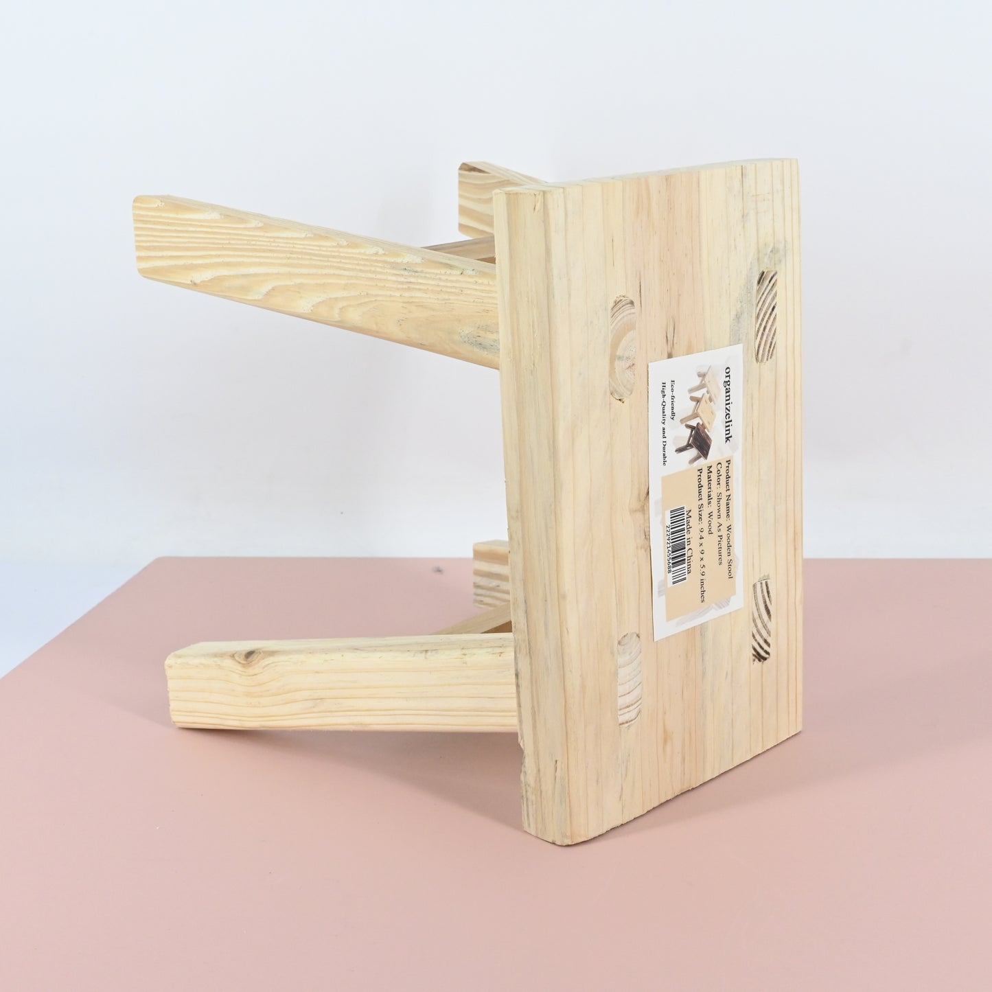organizelink Wooden Stool Portable Small Bench For Living Room Kitchen
