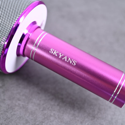 SKYANS Microphone for Singing Portable Wireless Bluetooth Karaoke Microphone for Adults In Pink