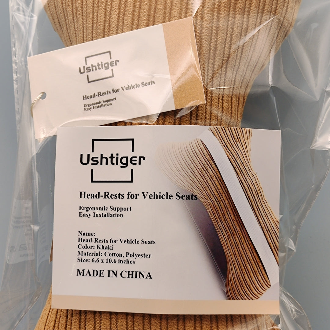 Ushtiger Head-rests for Vehicle Seats Car Headrest Neck Rest Support Pillow, Khaki