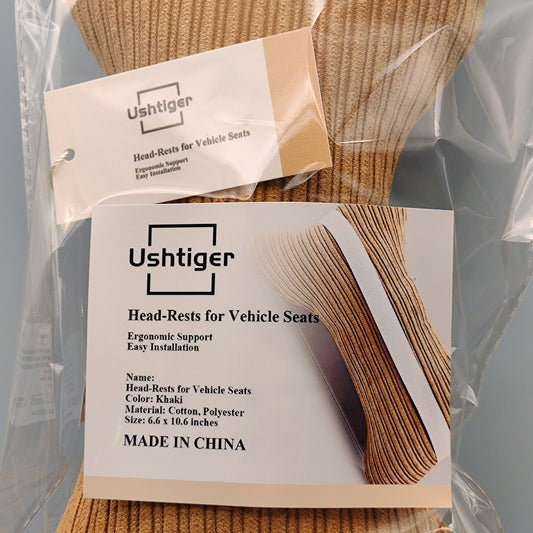 Ushtiger Head-rests for Vehicle Seats Car Headrest Neck Rest Support Pillow, Khaki