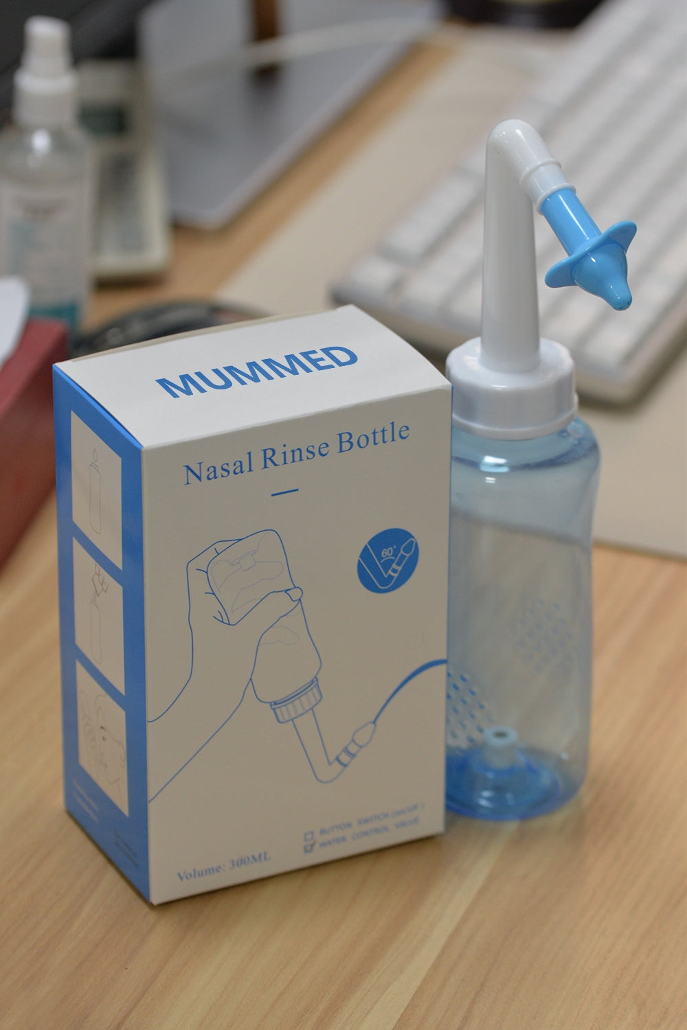 MUMMED Nasal Irrigation Vessel with Pump and Tube, Rinse and Clean Your Sinuses