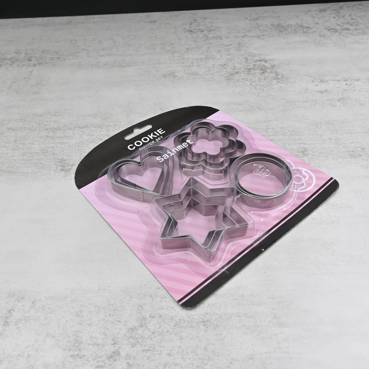 Sainmet 12 Pieces DIY Stainless Steel Cookery Mould Four Shapes Three Sizes Hearts Circles Flowers Stars