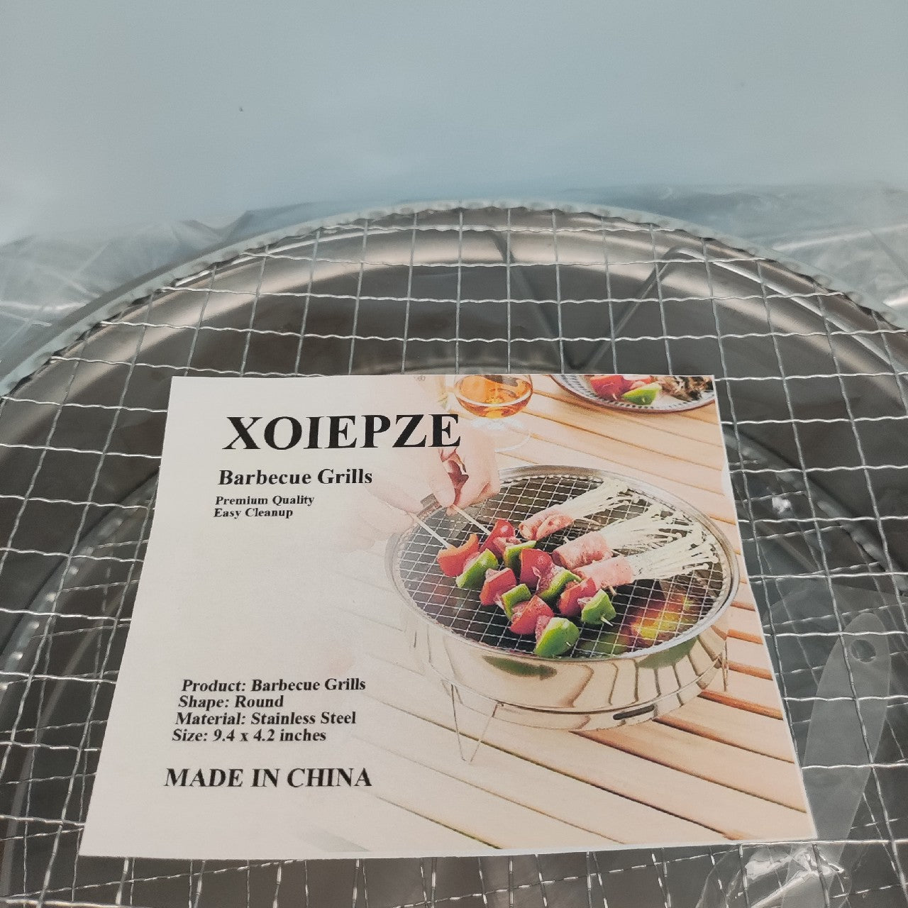 XOIEPZE Barbecue Grills Multi-Purpose Stainless Steel Round BBQ Grill, Silver