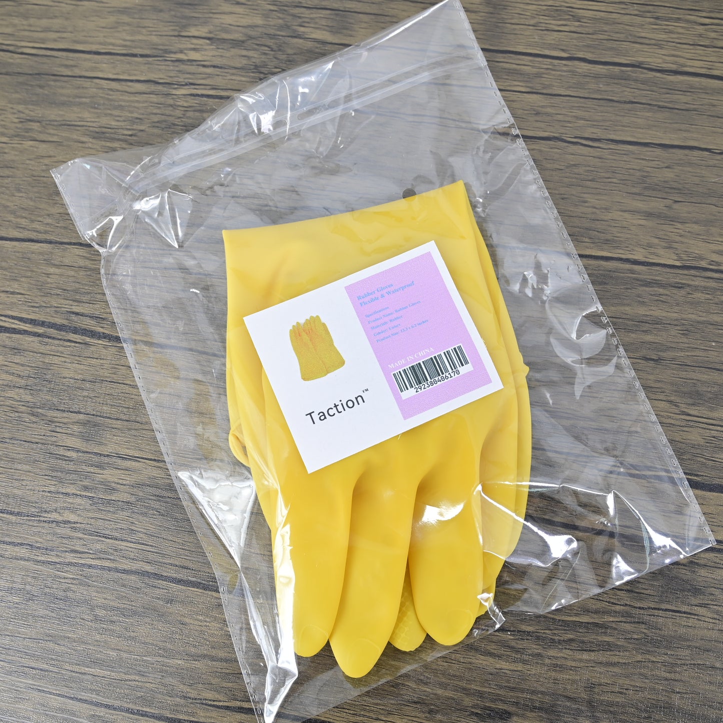 Taction 1 Pair Everyday Protection Reuseable Rubber Cleaning Gloves Household Gloves in Yellow