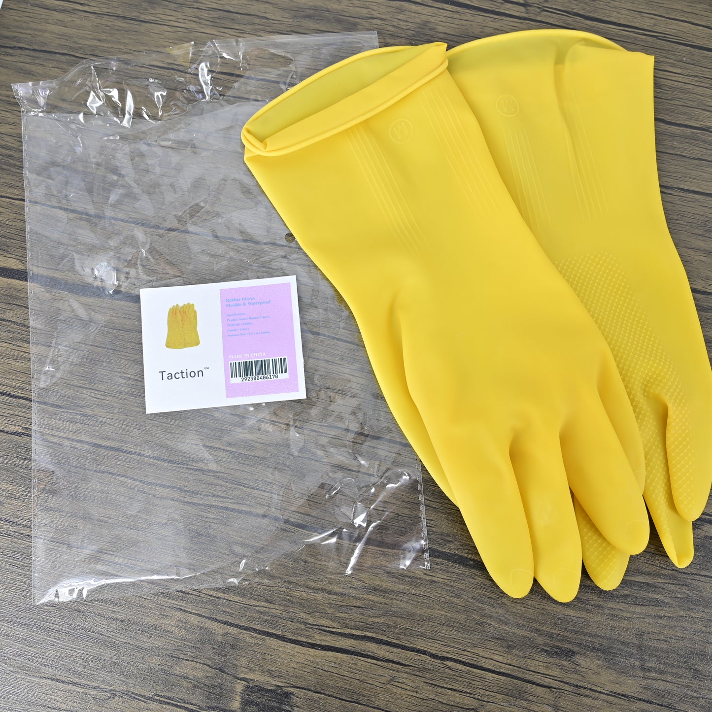 Taction 1 Pair Everyday Protection Reuseable Rubber Cleaning Gloves Household Gloves in Yellow