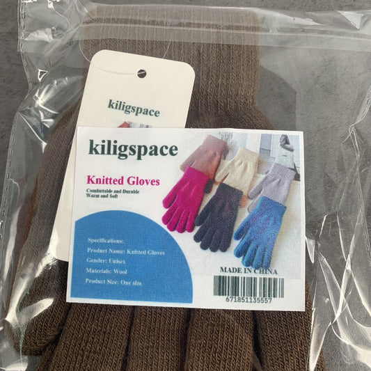 kiligspace Knitted Woolen Gloves Winter Solid Color Full Finger Mittens