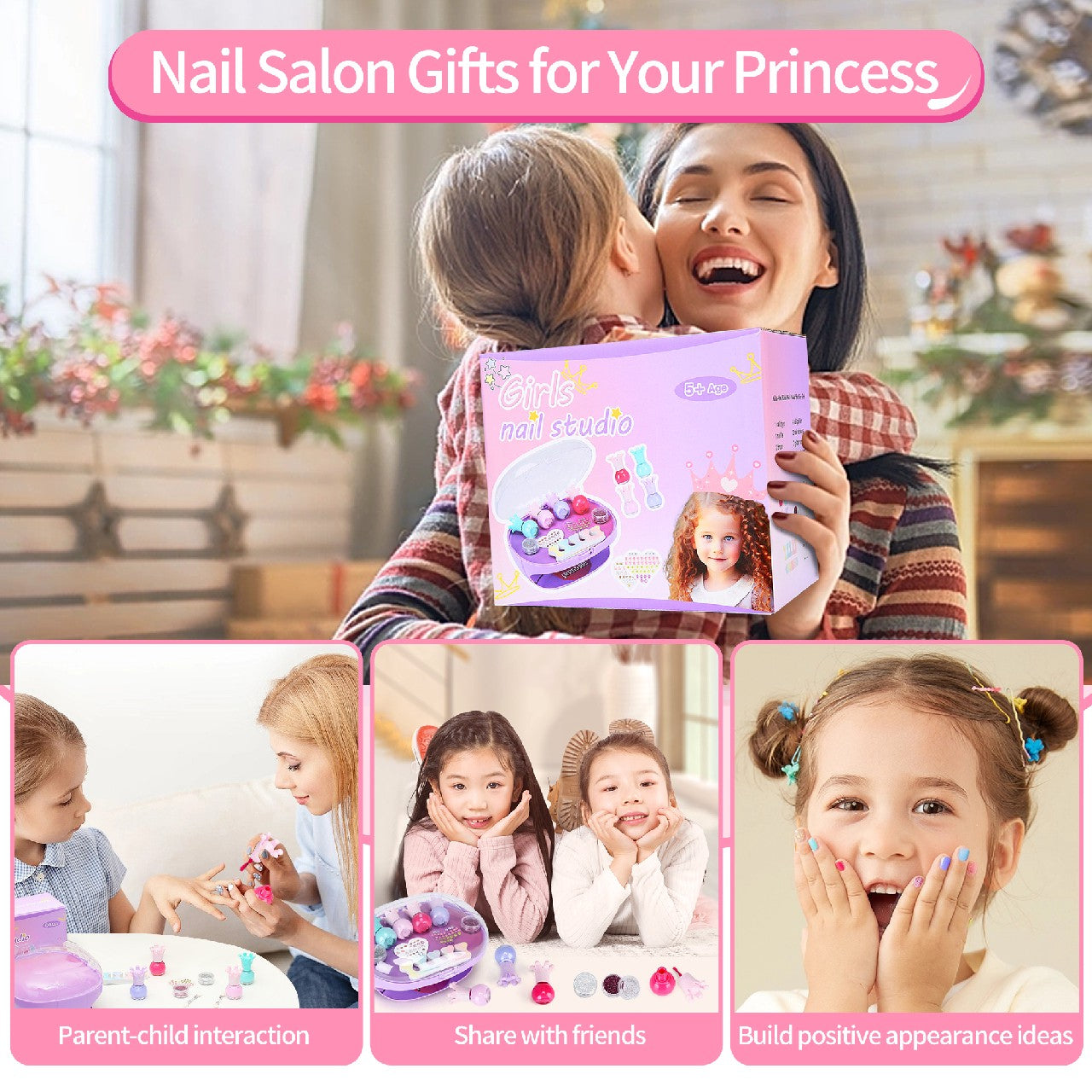Cherry Tale Kids Nail Polish Set for Girls, Peelable Nail Art Kit with Nail Dryer, Nail Studio Birthday Gifts for Little Girls Age 5-12
