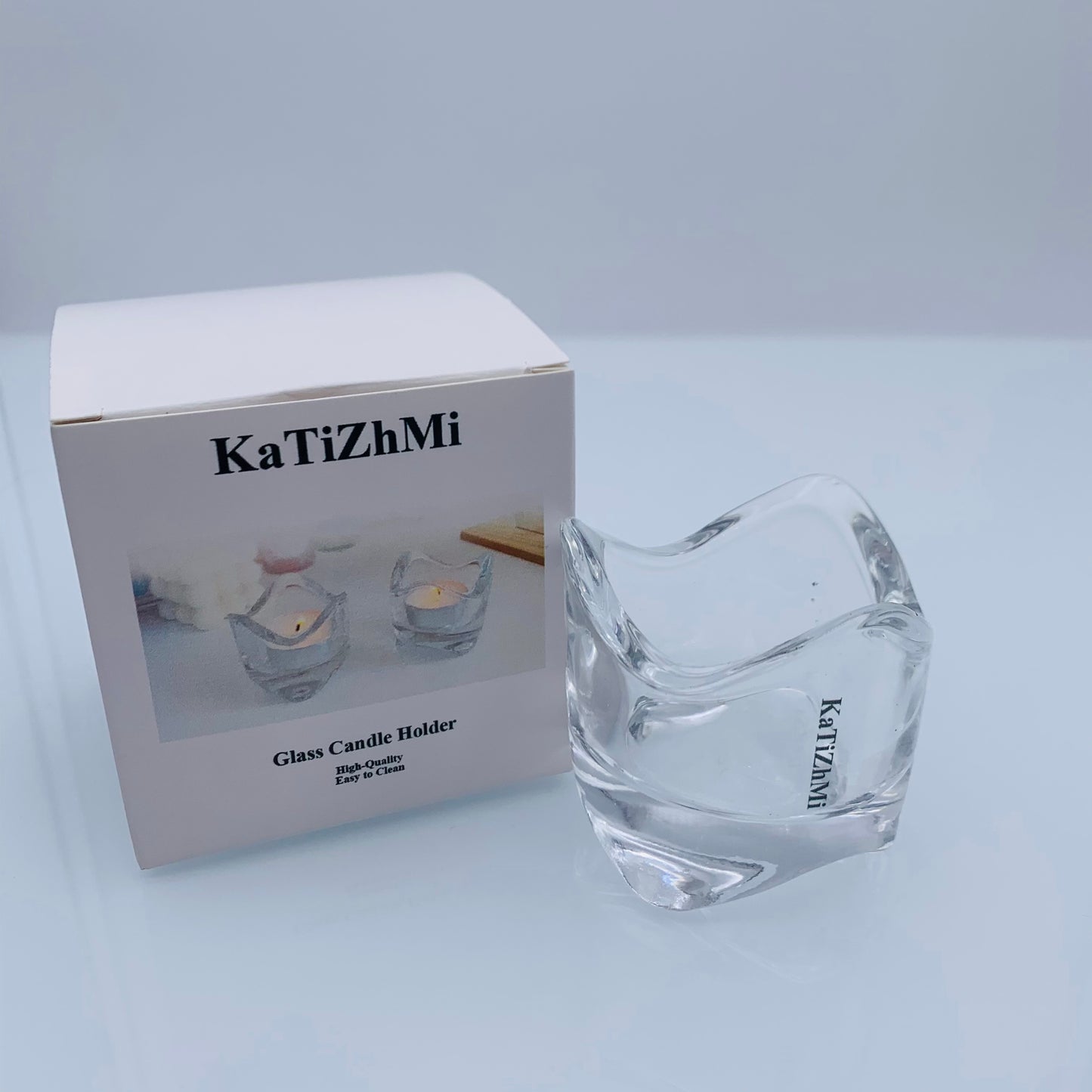 KaTiZhMi Glass Candlesticks Holder Fine Transparent Crystal Glass Candlestick Dining Home Decoration