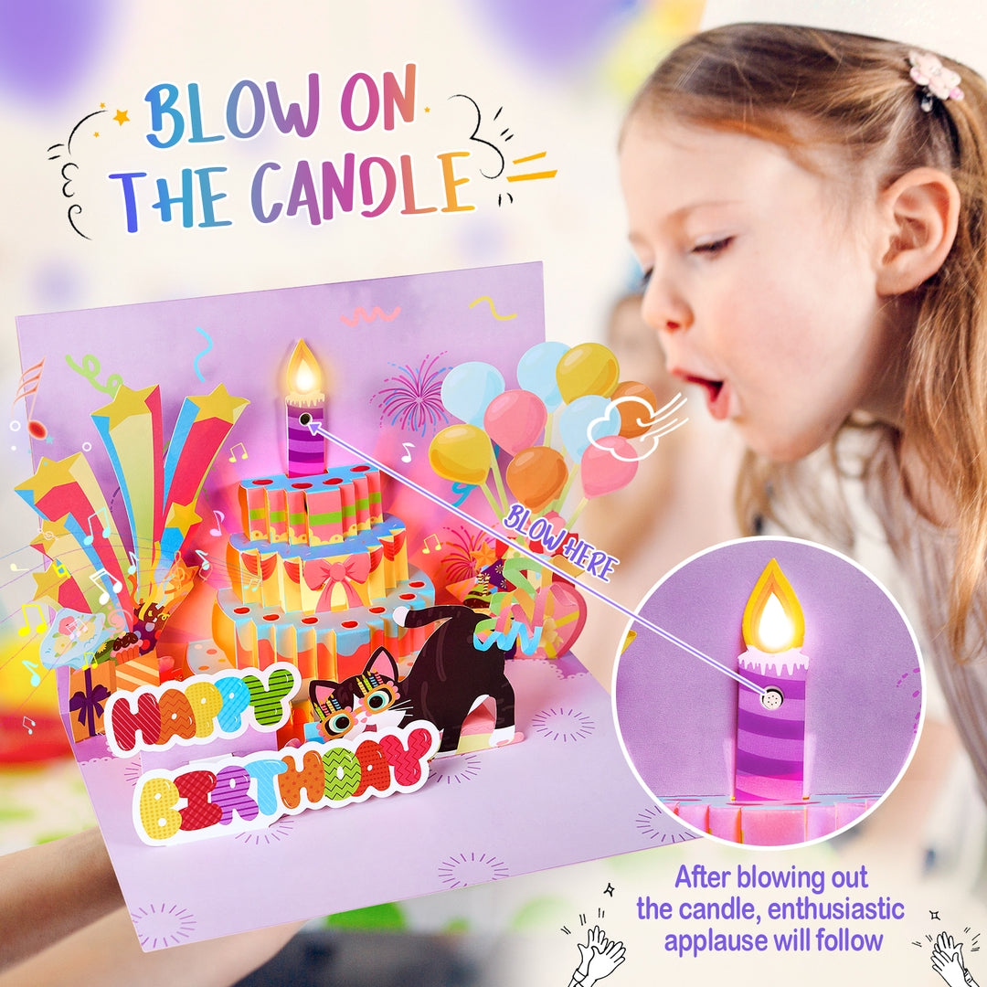 Dreamcrest Anniversary Card with Music & Lights - 3D Pop-Up Design, Fireworks & Rose Lily Paper Flowers, Perfect for Him Her, Husband Wife, Couple