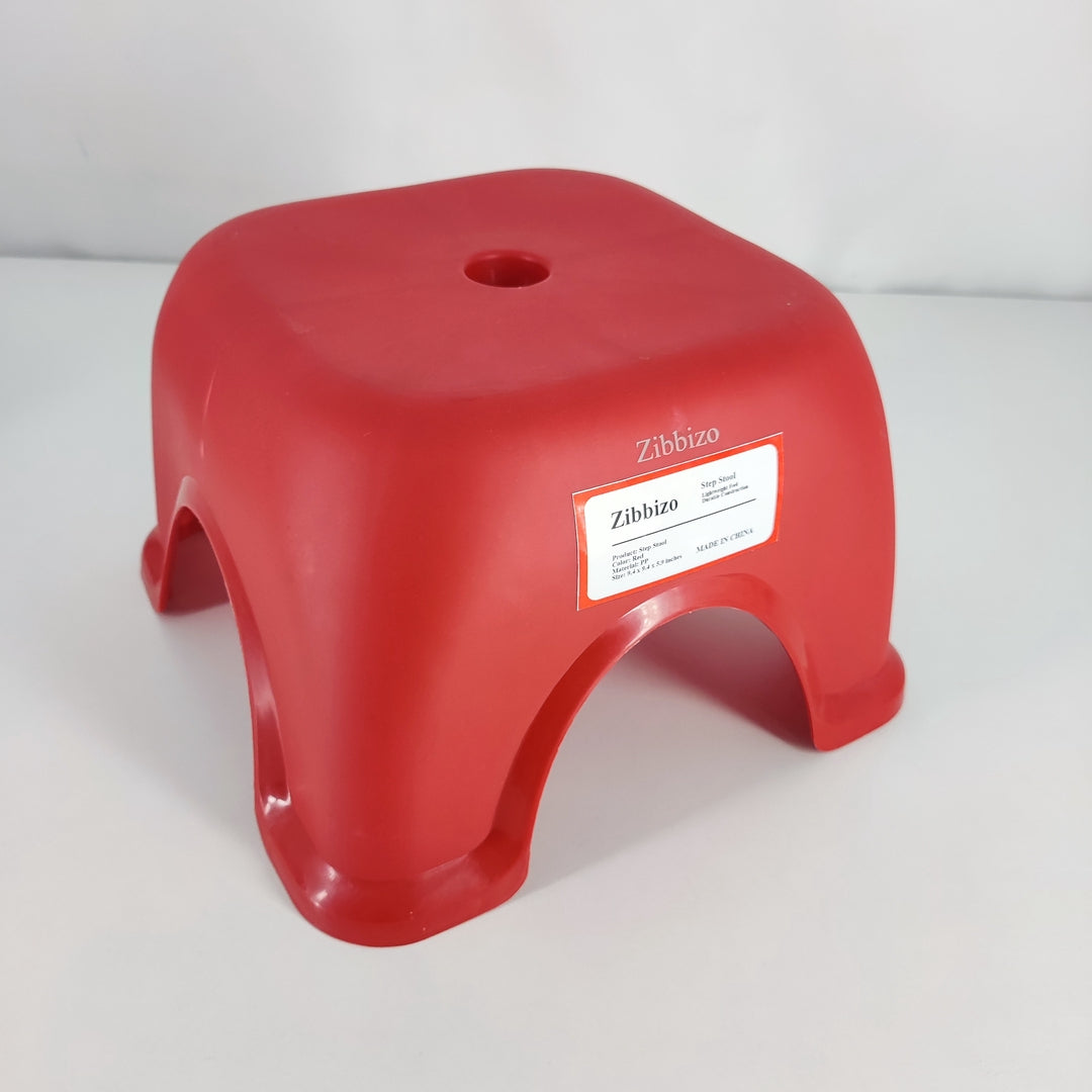 Zibbizo Lightweight and Durable Red Plastic Step Stool for Safe and Convenient Home Use
