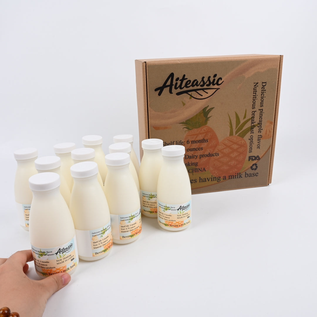 Aiteassic Zero Fat Pineapple Flavored Yogurt Beverages Having A Milk Base Nutritious Dairy Drinks For Kids And Students
