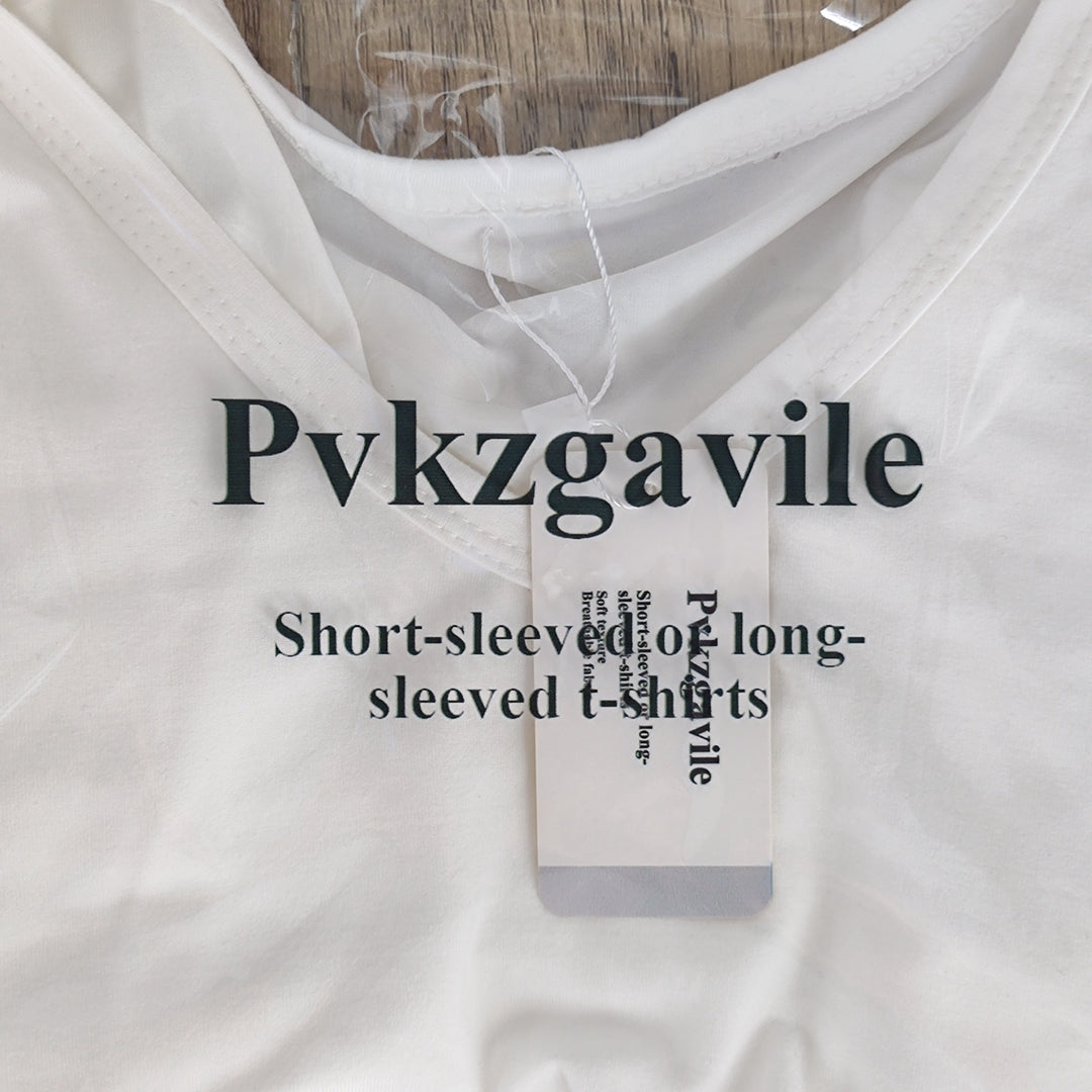 Pvkzgavile White Long-Sleeved Cotton T-Shirt - Comfortable andable for Everyday Wear