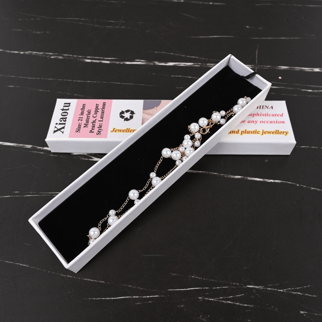 Xiaotu Pearl Necklace with Y-Shape Tassel & Starry Sky Pearls Imitation Pearl Fashion Jewelry