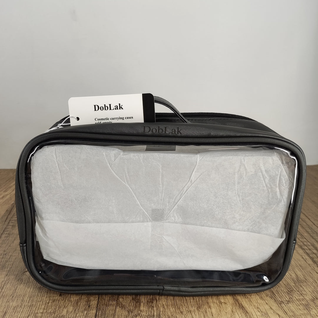 DobLak Black Medium Portable Cosmetic Case - Thickened Fabric Storage Bag