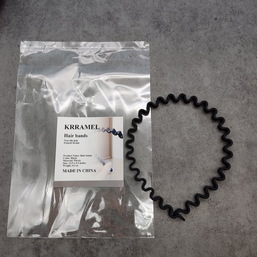 KRRAMEL Classic Black Plastic Hair Band - Secure Style with Strong Elasticity!