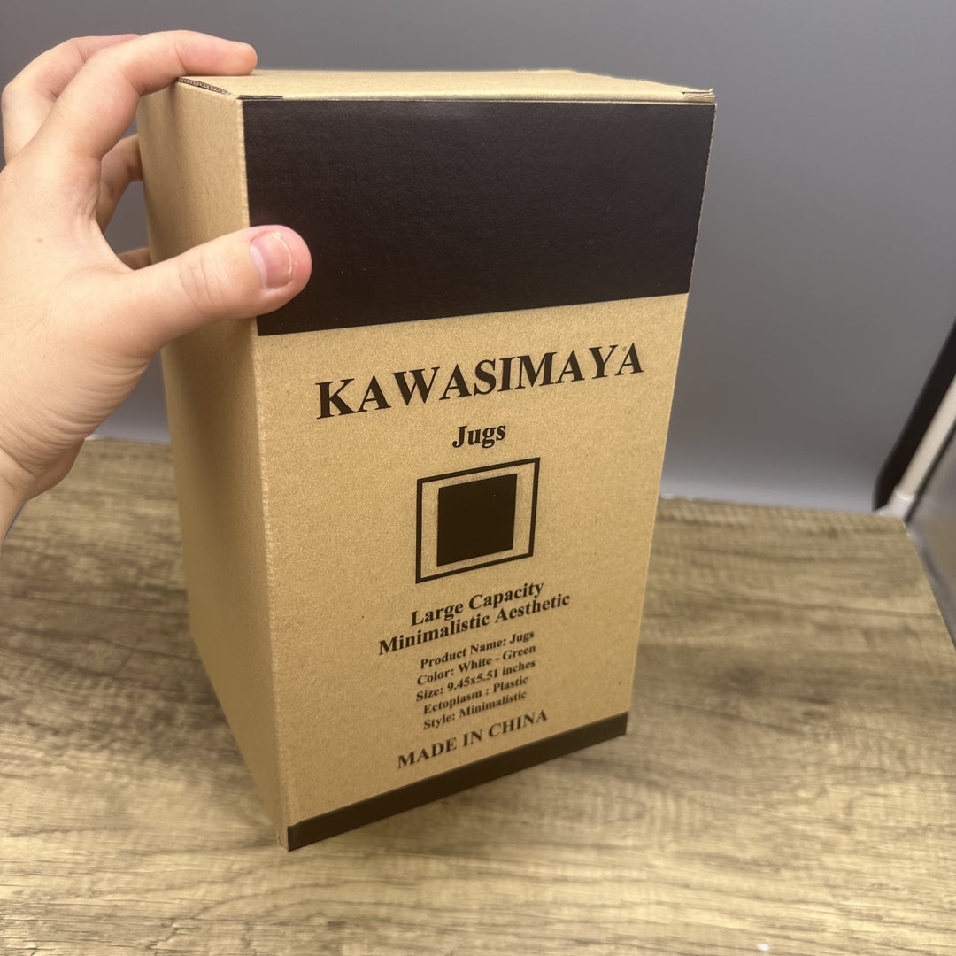 KAWASIMAYA Insulated Water Jug - 1L Large Capacity Thermal Kettle for Dorm & Home, White-Green Minimalist Design