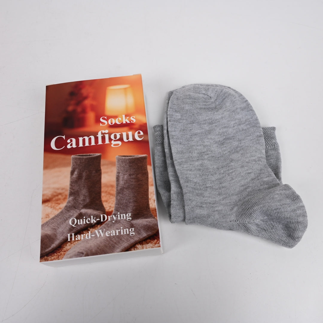 Camfigue Classic Gray Cotton Socks Comfortable Everyday Casual Socks Durable Design