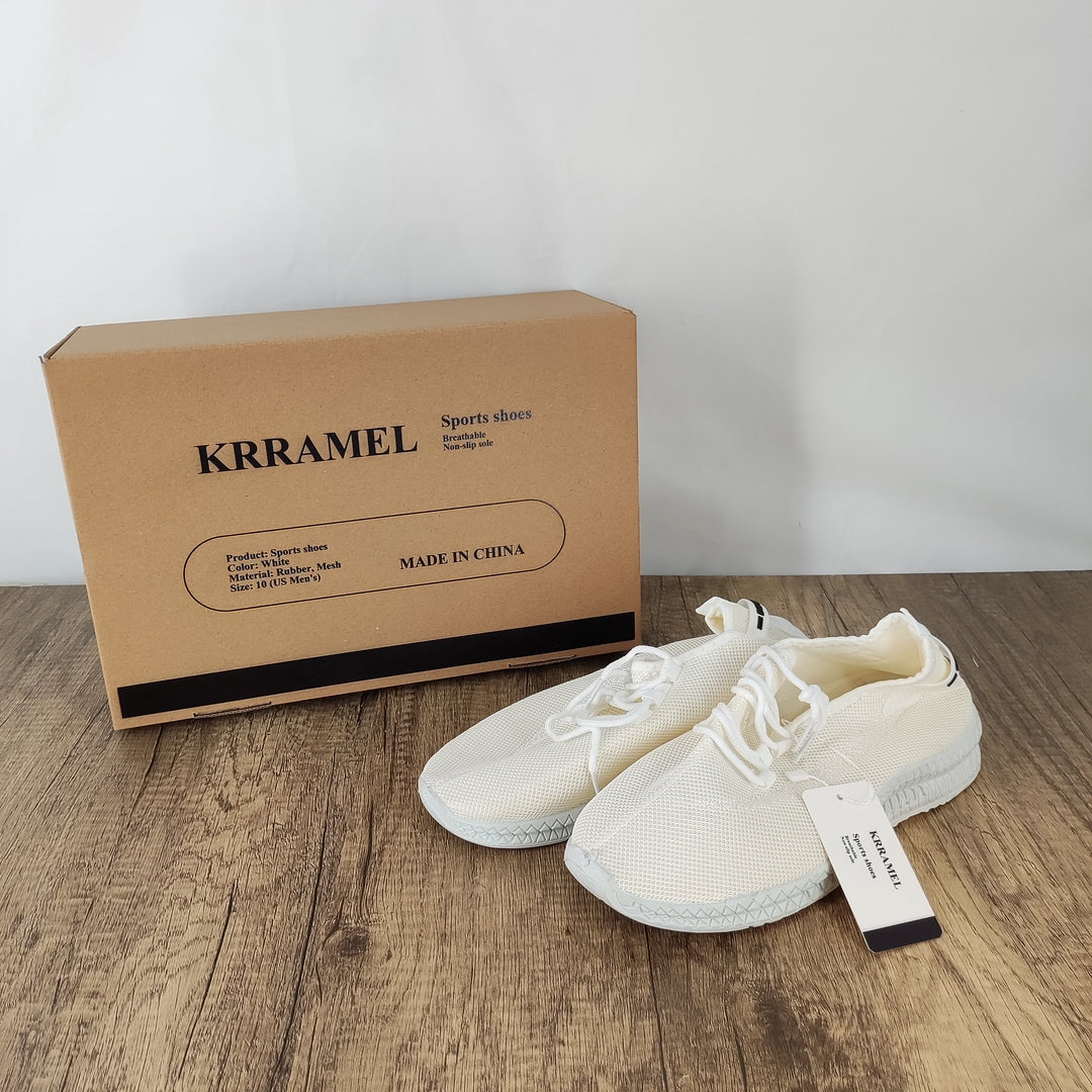 KRRAMEL White Lightweight Breathable Sports Running Shoes - Maximize Your Performance in Style!