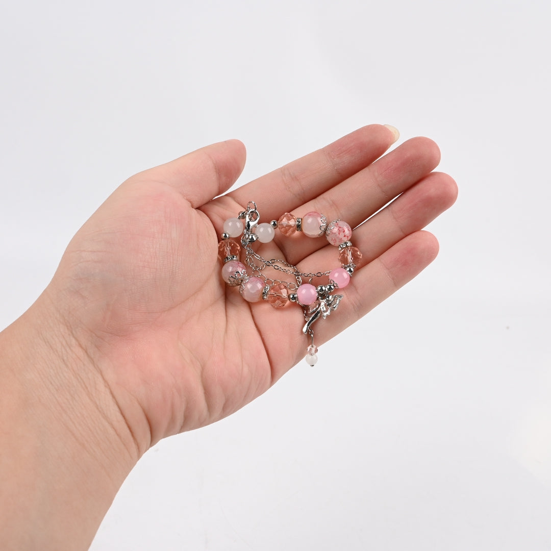 Aurazenlife Cute Cartoon Bow Bracelets Pink Fashion Jewelry Girls Charm Bracelets Casual Accessories