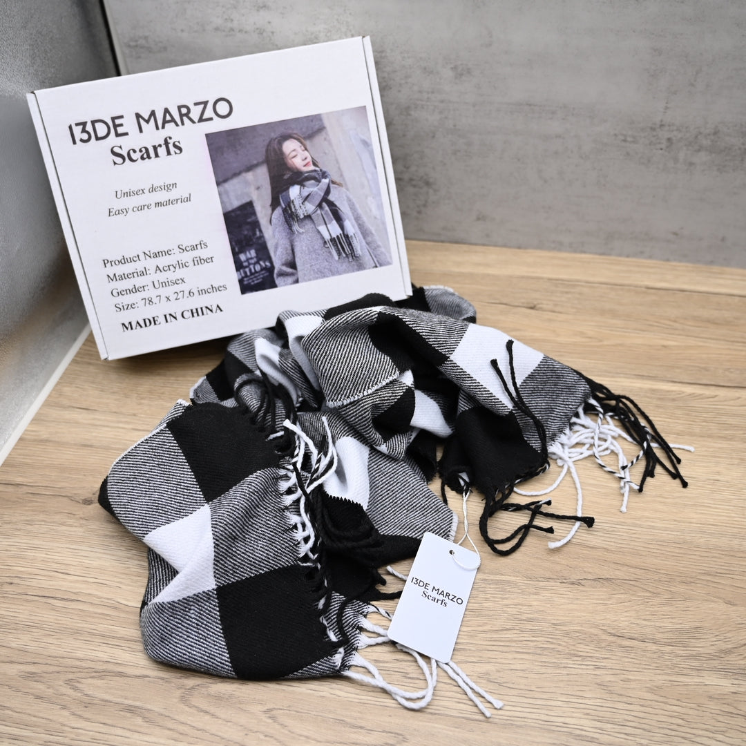13DE MARZO Premium Winter Scarfs Soft Acrylic Knit Lightweight Unisex Design for Daily Wear and Cold Weather Protection