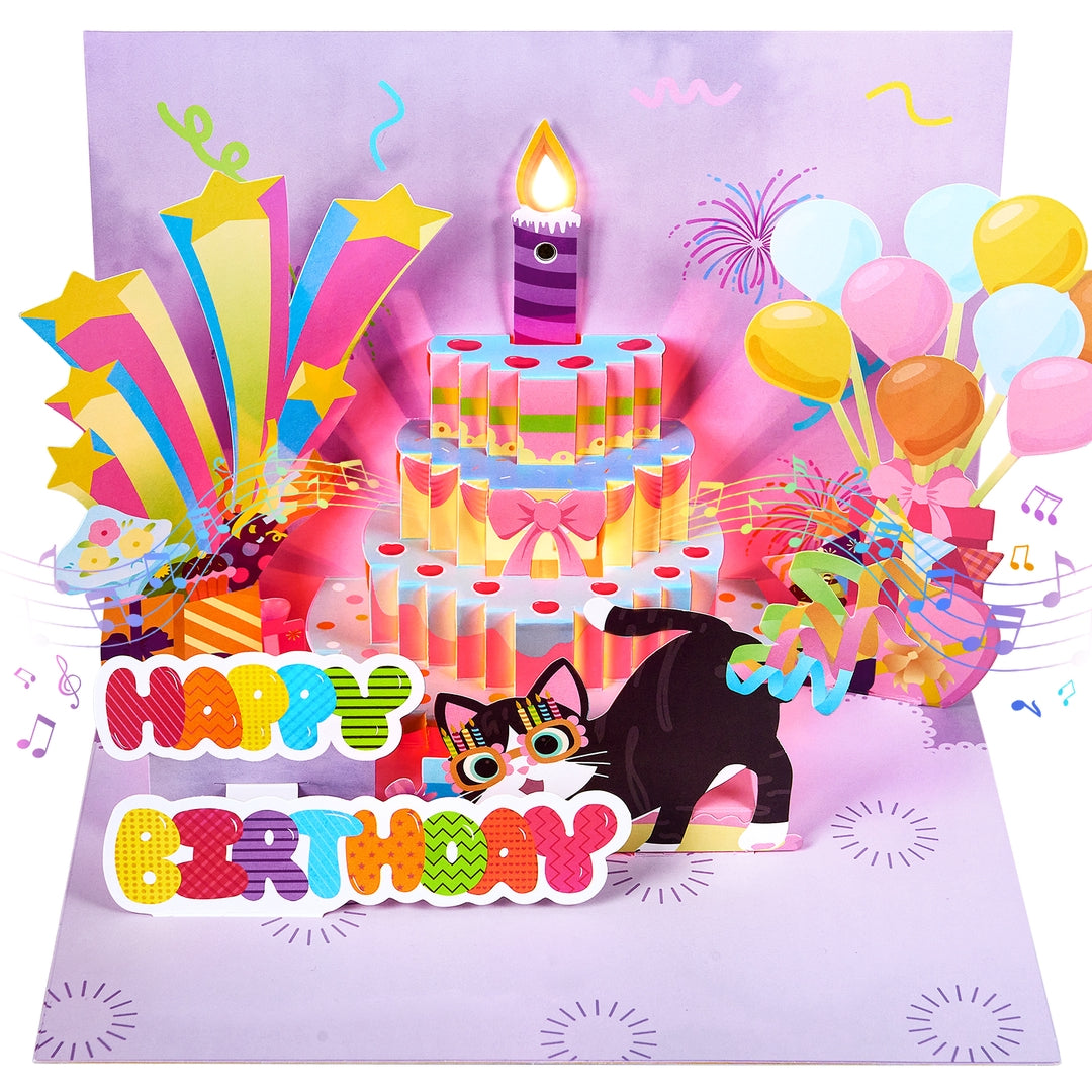 Dreamcrest Anniversary Card with Music & Lights - 3D Pop-Up Design, Fireworks & Rose Lily Paper Flowers, Perfect for Him Her, Husband Wife, Couple