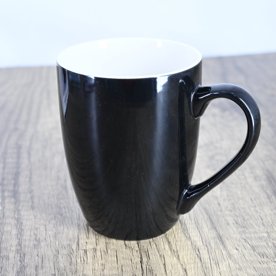 Isnowant Elegant Black Earthenware Mug - Glossy Finish Ceramic Coffee Cup, Durable, Leak-Proof, and Dishwasher-Safe, 11.2 oz