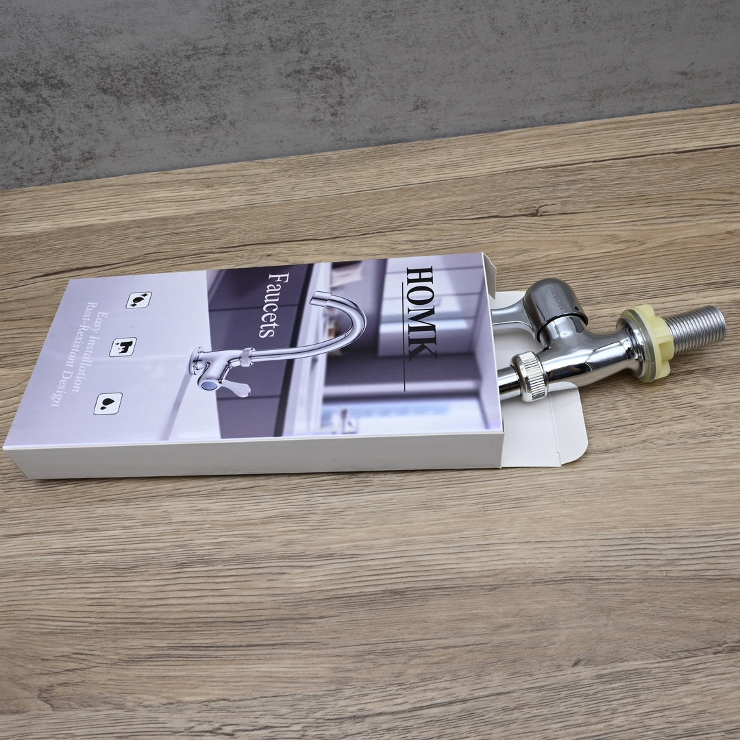HOMK Single Cold Kitchen Faucets Modern Sink Water Tap with Swivel Spout and Easy Installation