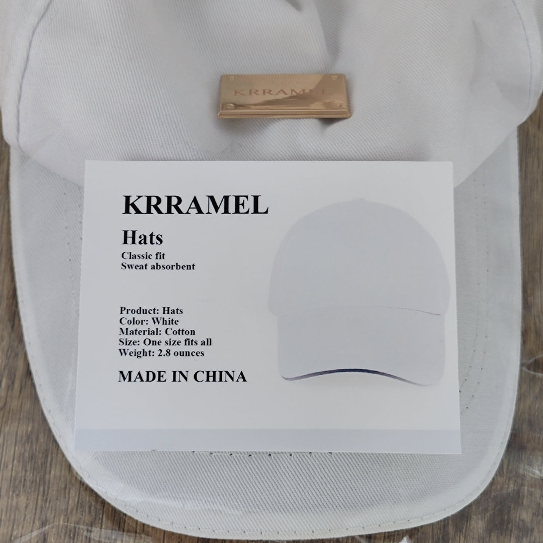 KRRAMEL Classic White Hat Cotton Baseball Cap - Stay Cool and Protected Under the Sun!