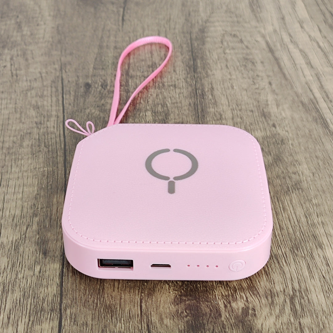 Portable Charger - Pink, Plastic, Lightweight Power Bank, 2400mAh, 3.2x3.2x0.9 inches, 0.48 lbs