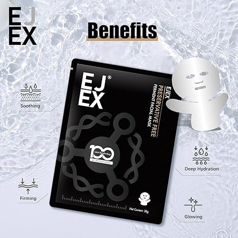 EJEX Face and Neck Sheet Mask,Hydrating Face Masks Skincare, Bio-Based Collagen Mask for Sensitive Skin,Chemical Free,Redness Reducing&Soothing&Repairing Facial Mask for Skin Care,38gx5ea