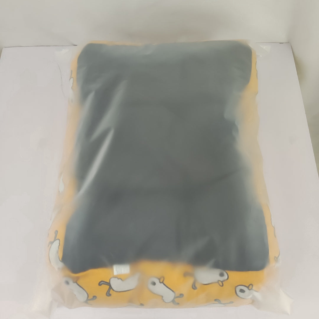 Pet Cushion Rectangle Dog Bed for Large Medium Small Dogs, Yellow Grey
