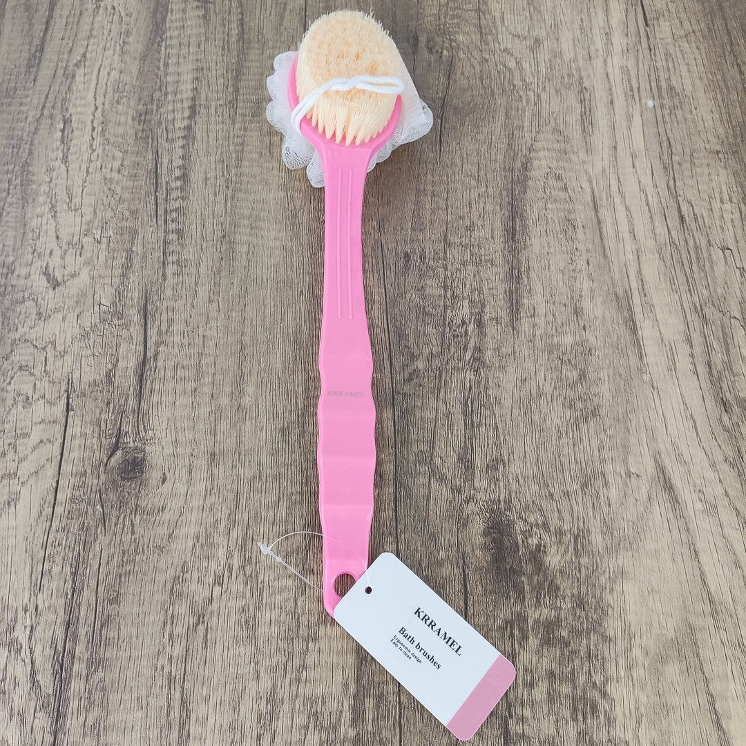 KRRAMEL Bath Brushes Long Handle Shower Body Brush with Bristles and Loofah