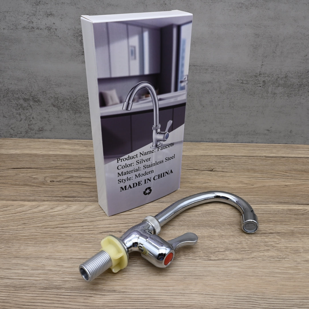 HOMK Single Cold Kitchen Faucets Modern Sink Water Tap with Swivel Spout and Easy Installation