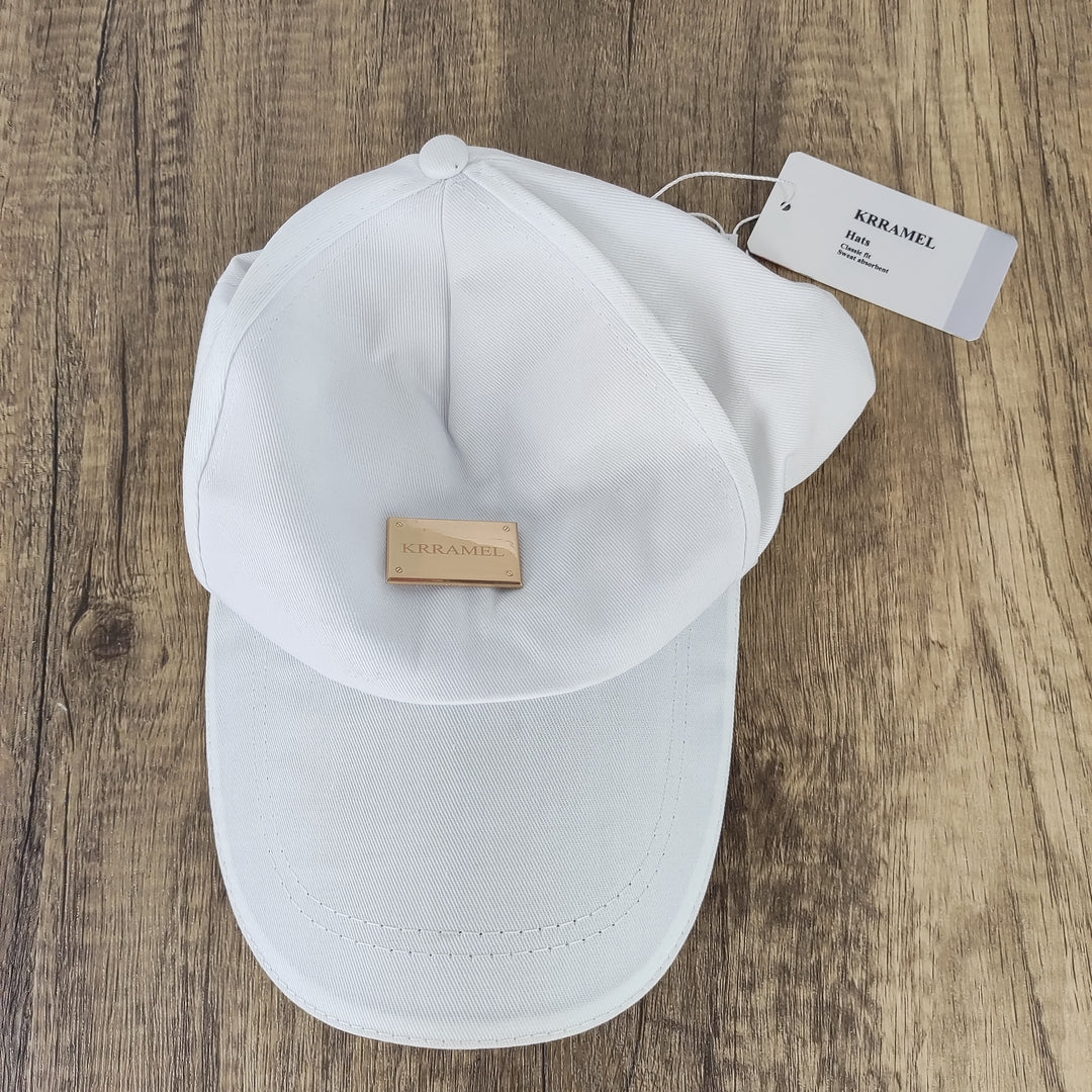 KRRAMEL Classic White Hat Cotton Baseball Cap - Stay Cool and Protected Under the Sun!