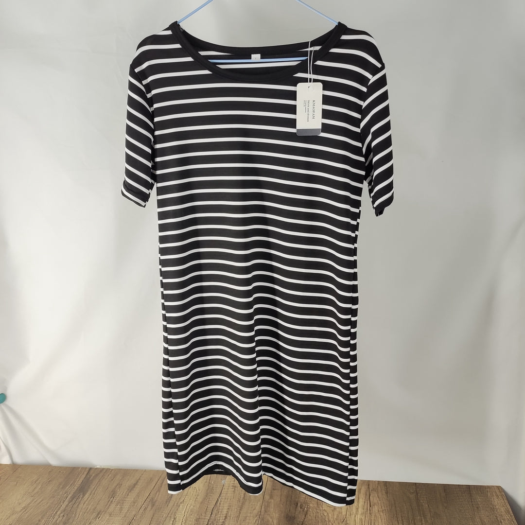 KMAOFAM Chic Casual Striped Loose Dress - Effortless Style for Every Occasion!