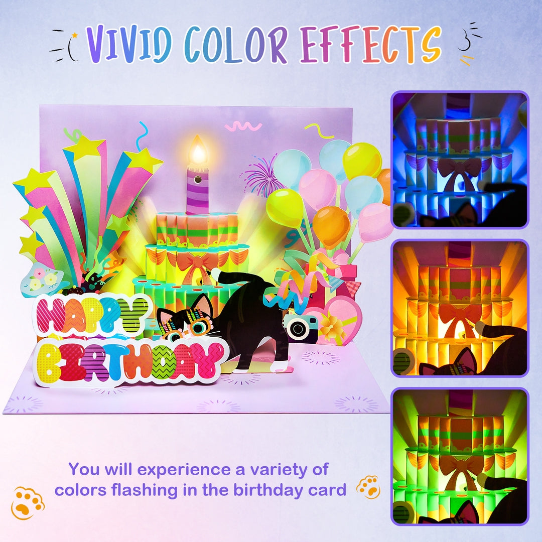 Dreamcrest Anniversary Card with Music & Lights - 3D Pop-Up Design, Fireworks & Rose Lily Paper Flowers, Perfect for Him Her, Husband Wife, Couple