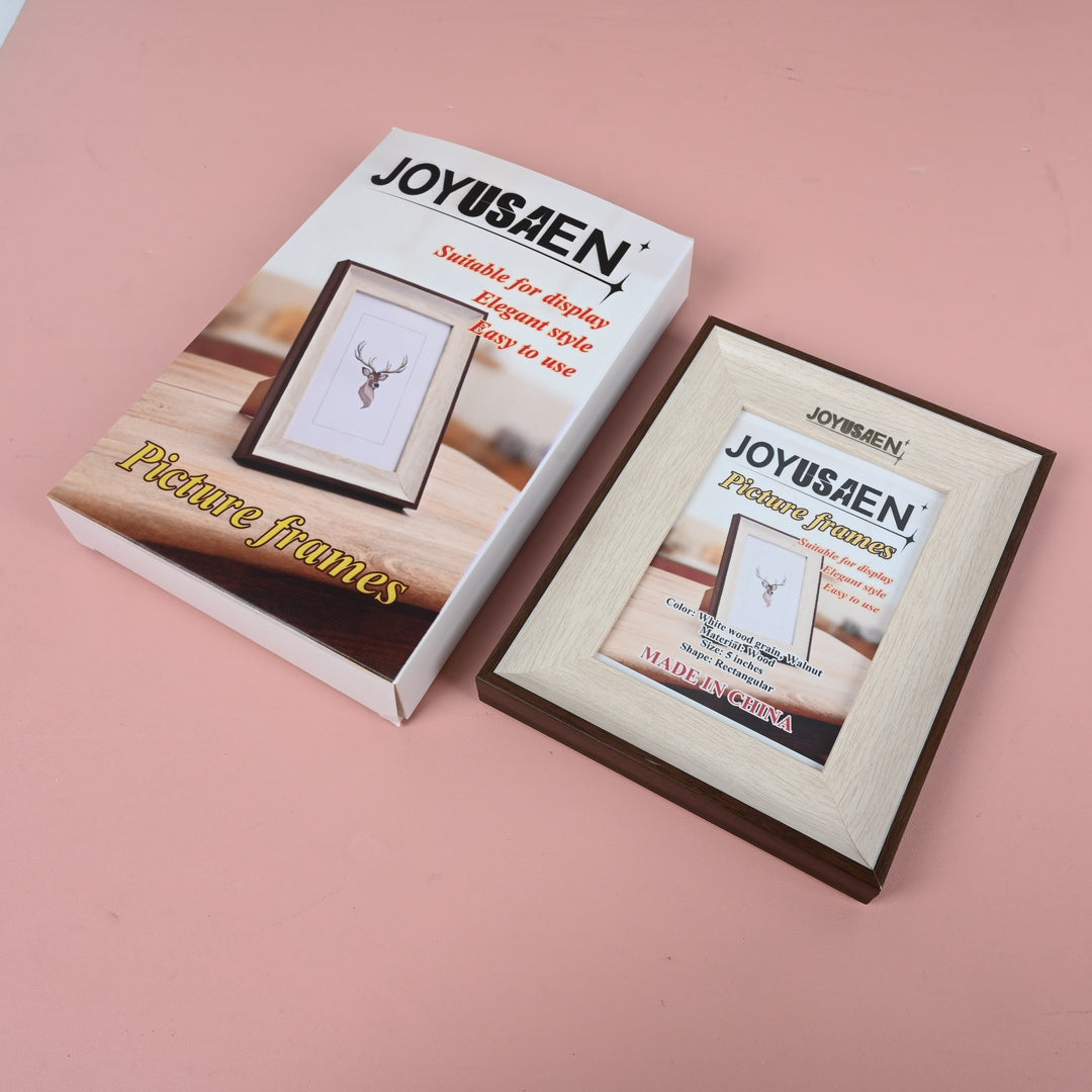 JOYUSAEN Dual-Color White & Walnut Photo Frame Elegant Wood Grain Picture Frame for Home & Office Display