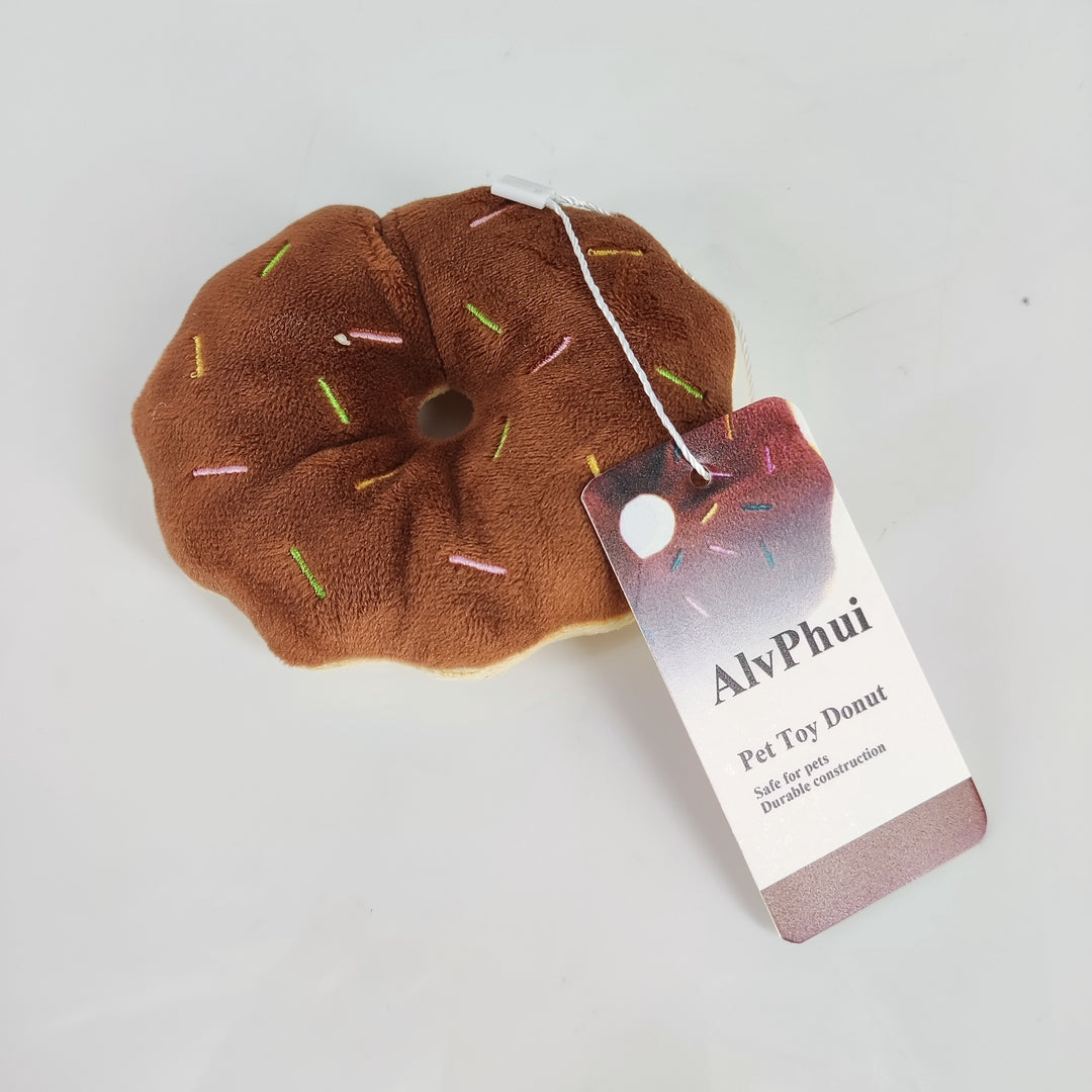 AlvPhui Donut Style Interactive Pet Chew Toy with Sound - Brown