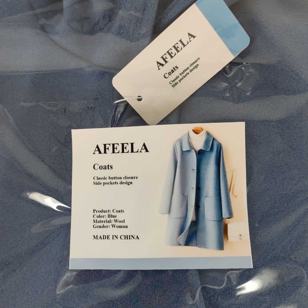 AFEELA Mid-Length Coats for Women - Soft and Warm Winter Coat, Blue