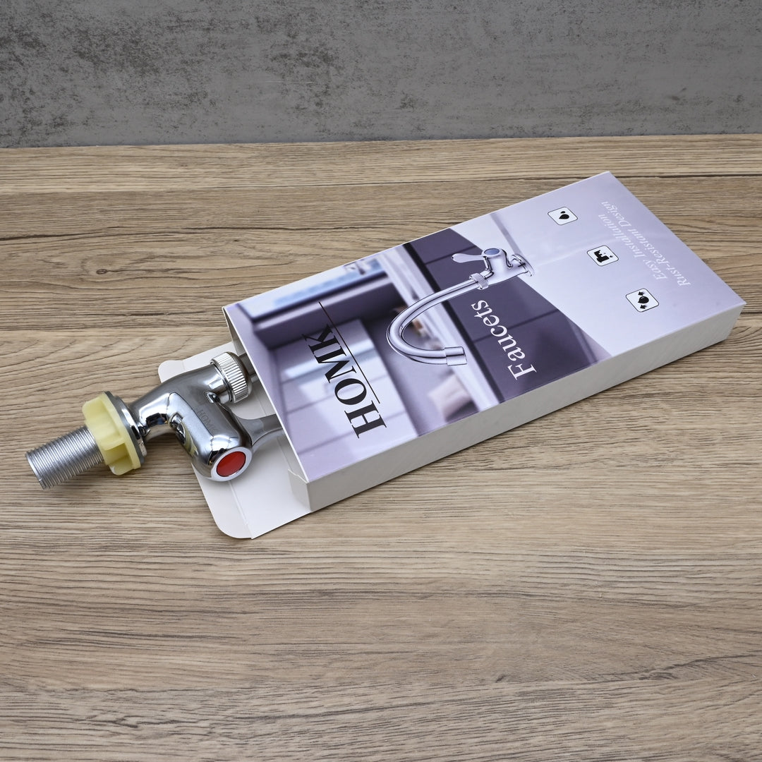 HOMK Single Cold Kitchen Faucets Modern Sink Water Tap with Swivel Spout and Easy Installation